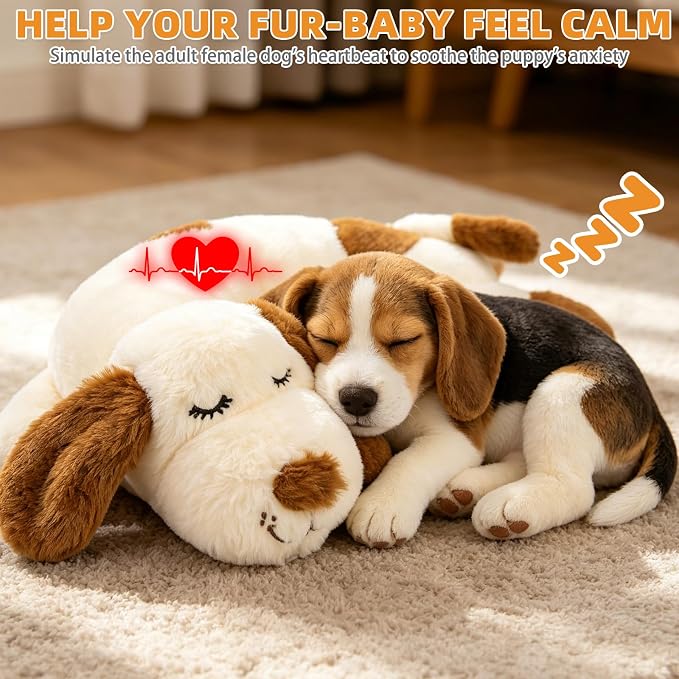 KOOLTAIL Heartbeat Puppy Toy for Dogs, Calming Comfort Cuddler Pillow Anxiety Relief & Sleep Aid, Ultra-Soft Plush Breathing Stuffed Animal Enrichment Toy, Crate Kennel Training Essential for Puppy
