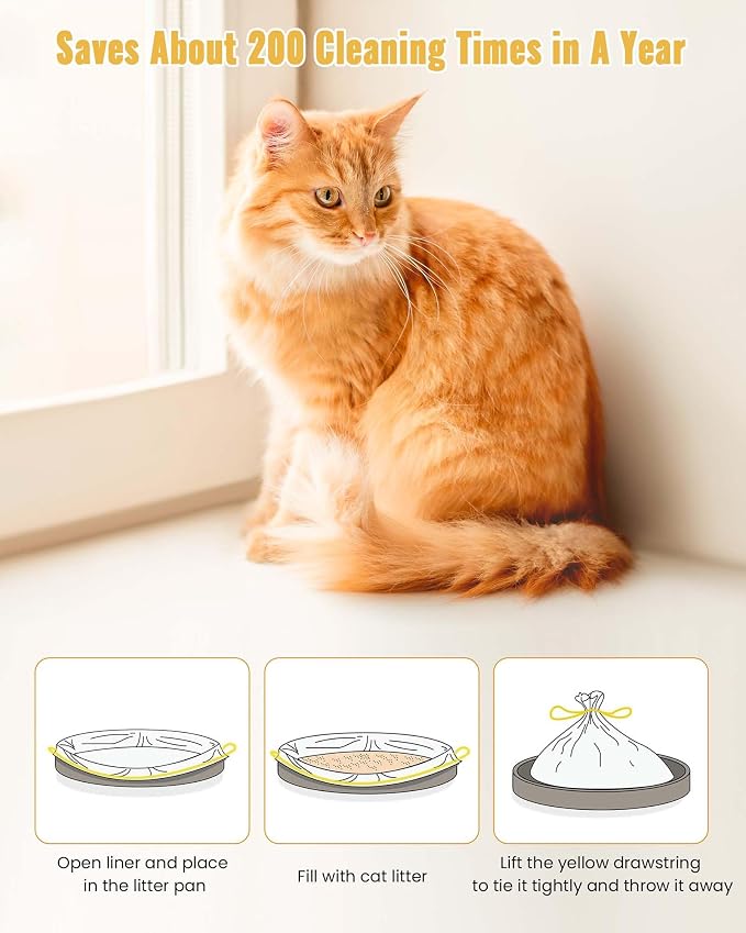 KONE Cat Litter Box Liners, 30 Count Jumbo Extra Durable Large Drawstring Kitty Litter Pan Bags Cat Waste Litter Bags Pet Cat Supplies 36" x 18"