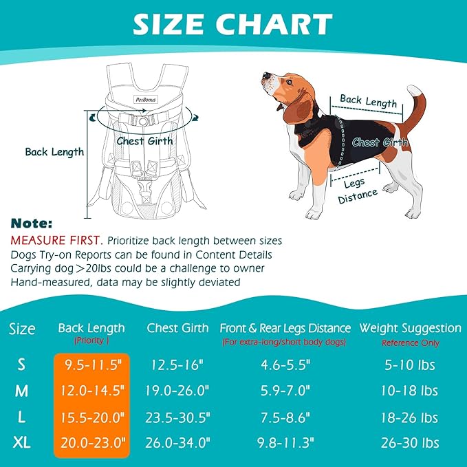 PetBonus Pet Front Dog Carrier Backpacks, Adjustable Pet Backpack, Legs Out Easy-fit Puppy Chest Carrier for Medium Small Dogs, Hands Free for Hiking, Cycling (Grey, XL)