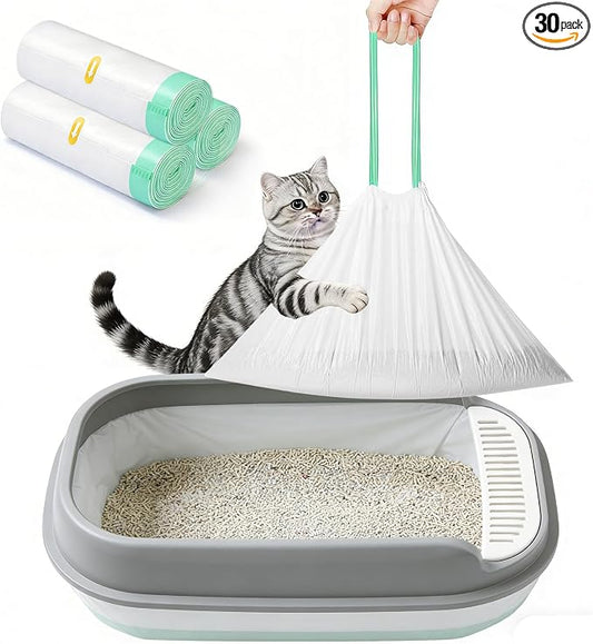 Thickened Cat Litter Box Liner Bag, 30 Count 37"×18" Jumbo Size, Extra Thick Leakproof, Tear-Resistant, Heavy Duty Enhanced Load-Bearing Strength, Ideal for Multi-Cat Family Cat Litter Bags