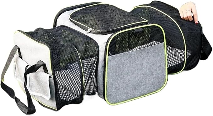 Pet Carrier, Cats and Dogs Pet Bag Chest Breathable Folding Portable Trolley Double Shoulder Handheld Crossbody Outdoor Products(Gray,Large)