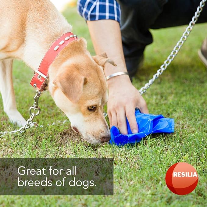 Resilia Commercial Grade Dog Poop Bags - Heavy Duty Pet Waste Removal Bag For Dogs, Cats, and Other Animals, Unscented, Blue, 8.5" W x 14" L, 1 Mil, 0.001 Inch, 1 Roll of 200 Bags