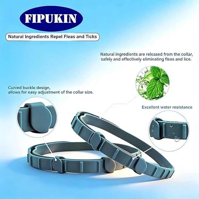 Flea and Tick Collar for Small Dogs, 2‑Pack | 8‑Month Waterproof Protection with Natural Essential Oils | Includes Comb