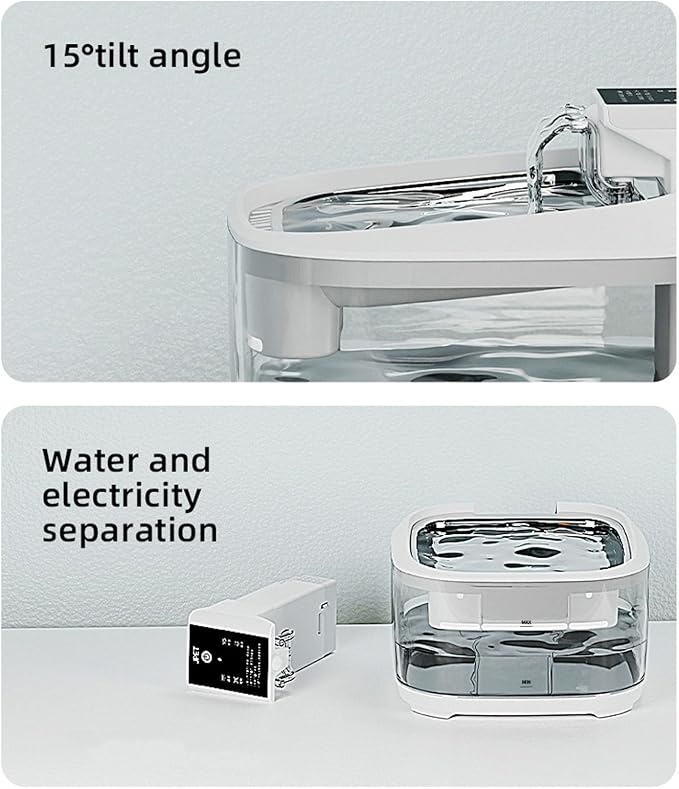 4.5L Stainless Steel Cat Water Fountain, Quiet Battery Operated Pet Water Fountain for Cats and Dogs with Motion Sensor, Ultra Quiet Pump, Multi Filtration with Auto Cycle System