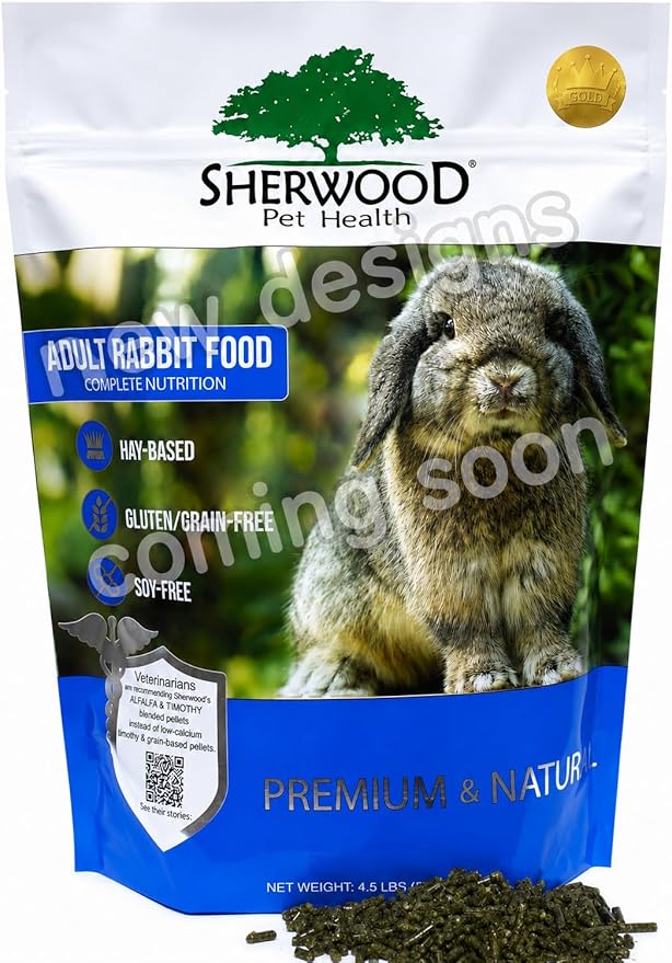 Sherwood Pet Health Adult Rabbit Food Alfalfa Timothy Hay-Based Blend 4.5 lbs, Grain and Soy-Free for Better Digestion