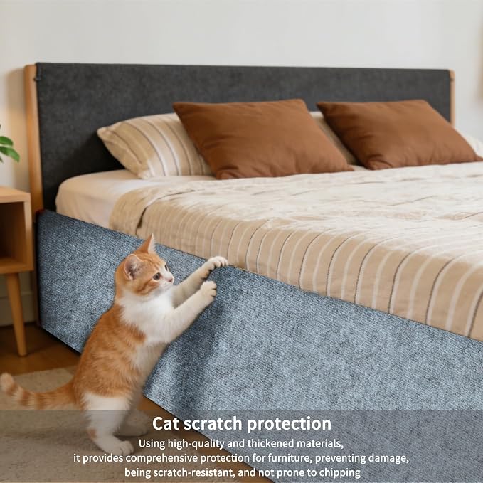 2 Pcs Light Grey Cat Scratch Mat, 78.7"x15.8" Self-Adhesive Cat Carpet, Trimmable DIY Cat Scratch Pad for Furniture, Couch Protector from Cats, Sofa Protector for Cats, Wall, Cat Tree Replacement Post