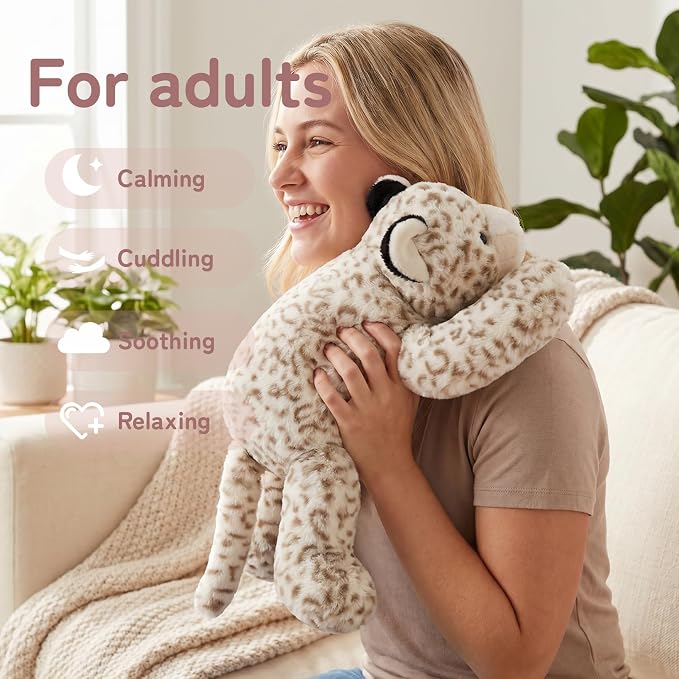 Niuniu Daddy 20" | 3.3 Pound Weighted Snow Leopard Stuffed Animal Plushie for Adults & Kids, Large Weighted Lap Pillow for Comfort, Soft Sensory Stuffy Toy as Gift for Birthday