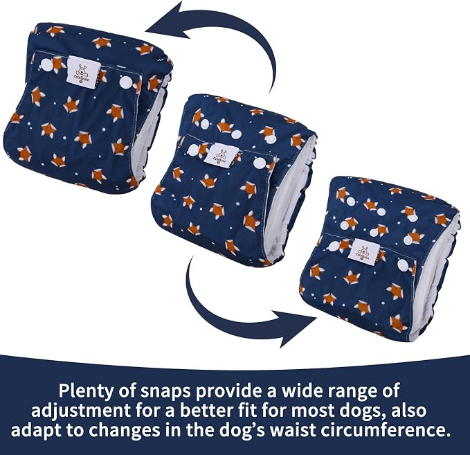 CuteBone Washable Dog Diapers Male with Snaps Reusable 3pcs a Pack Doggie Belly Band for Male Dogs Wraps KDM04M