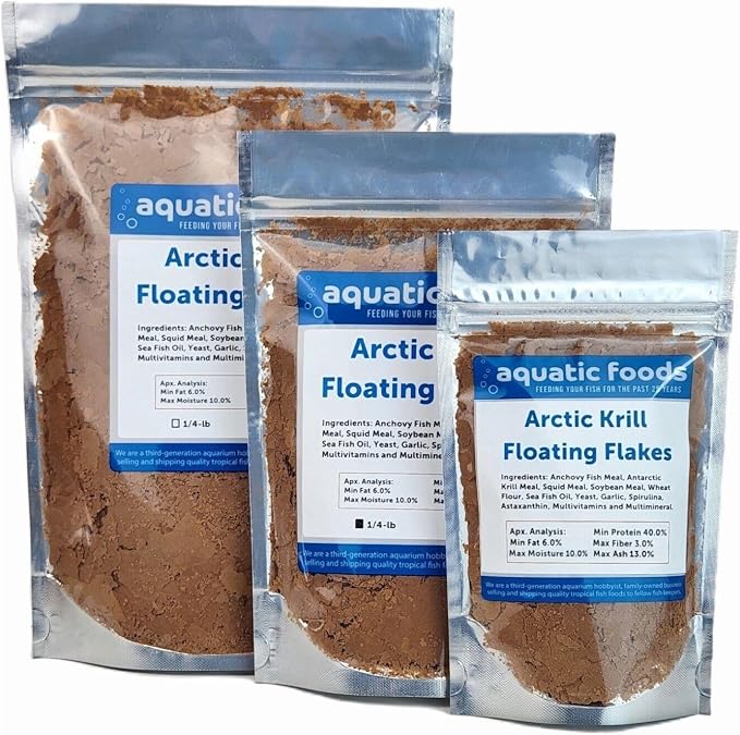 Arctic Krill Flakes which Contain Natural Carotenoids & Astaxanthin That Will Enhance The Vibrant Colors of Fish, for All Tropical and Marine Fish...WL…3-lbs Poly Bag