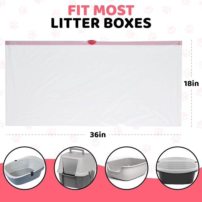 Cat Litter Box Liners 60 Count Drawstring Kitty Litty Waste Liner Clean Up | kitten pet rabbit home liner bags tray liners leak proof heavy duty