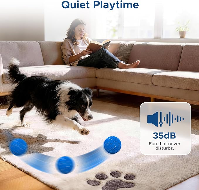Dog Toys for Small Medium Dog to Keep Them Busy, Smart Interactive Dog Toys, Automatic Moving Bouncy Dog Balls with Lights, Motion Activated Rolling Dog Balls, Mental Stimulation, E-TPU Blue