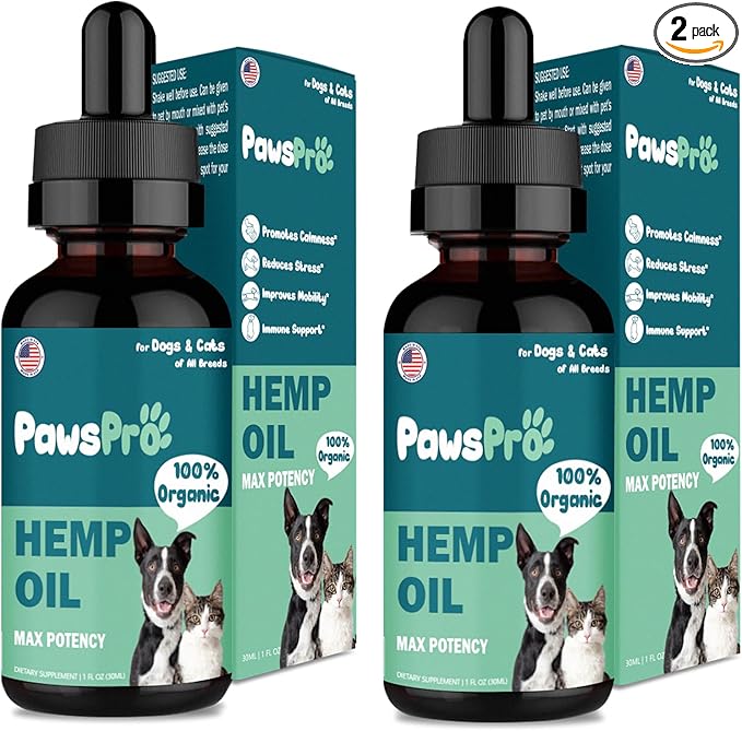 Hemp Oil for Dogs and Cats - Helps Pets with Anxiety, Pain, Stress, Sleep, Arthritis, Seizures Relief - Calming Treats Chews - Support Hip and Joint Health (2 Pack)