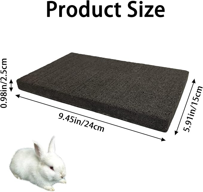 BNOSDM Rabbit Grinding Claw Pads 2 Pack Bunny Scratch Foot Pads Natural Hamster Lava Stone for Teeth Grinding and 2 Pack Scratching Pad Chew Toy for Small Animals