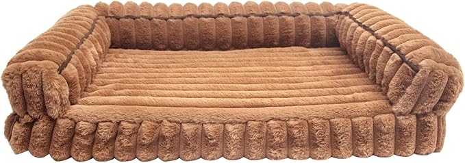 Waterproof Orthopedic Dog Bed for Medium Dogs, Medium Non-Slip Pet Beds with Sides, Egg-Crate Memory Foam Dog Couch for Crate Removable Washable Cover, Brown