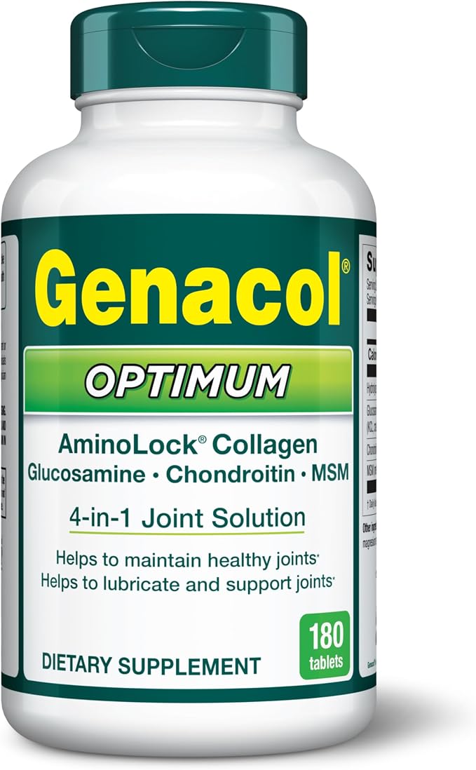 Genacol Optimum – Glucosamine, Chondroitin, MSM & Ultra-Hydrolyzed Collagen Joint Supplement, Complete Formula for Joints and Cartilage, 180 Tablets (60-Day Supply)