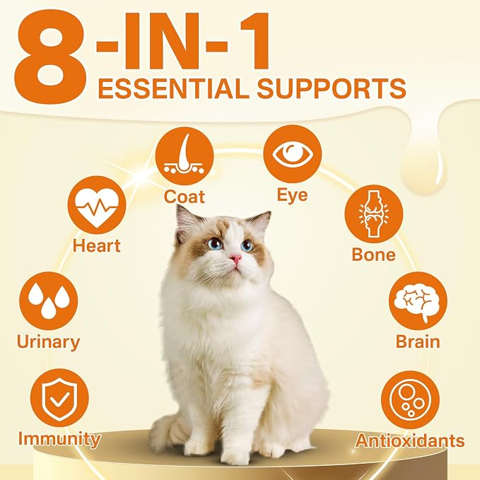puyrzoe Cat 6-in-1 Calming Diffuser + Multivitamin 500 Chews for Cats – Stress Relief, Immune, Skin & Coat, Digestion, Brain & Bone Health for All Cats, 2 Diffusers + 4 Refills