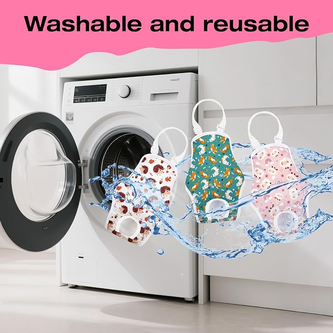 3 Pack Washable Female Dog Diapers with Adjustable Suspender, Reusable Sanitary Panties for Dogs in Heat, Leak-Proof Design for Small Dogs