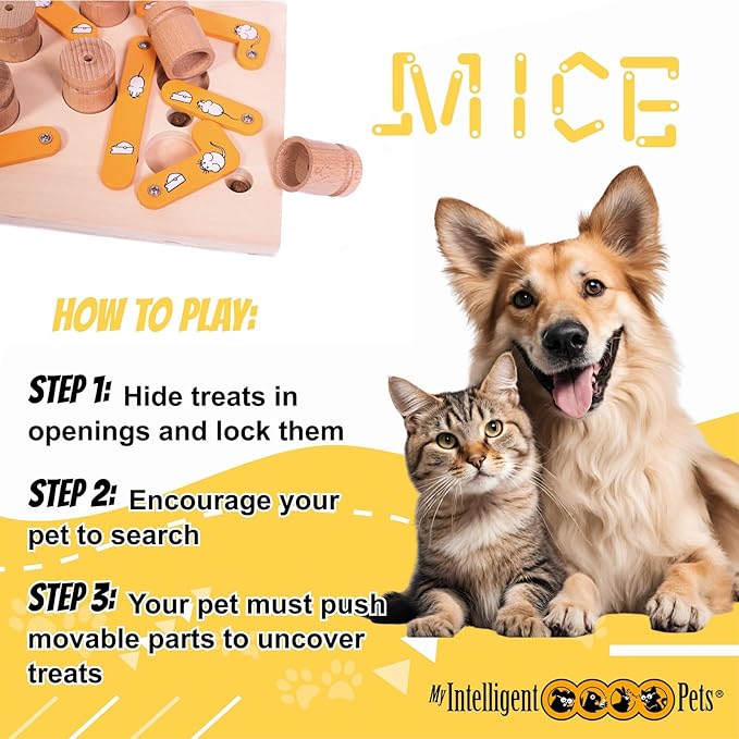 Interactive Dog Toys for Mental Stimulation - Treat Dispenser Dog Puzzle Toy, Enrichment Toys - Puzzle Feeder Dogs Training Toy - MICE