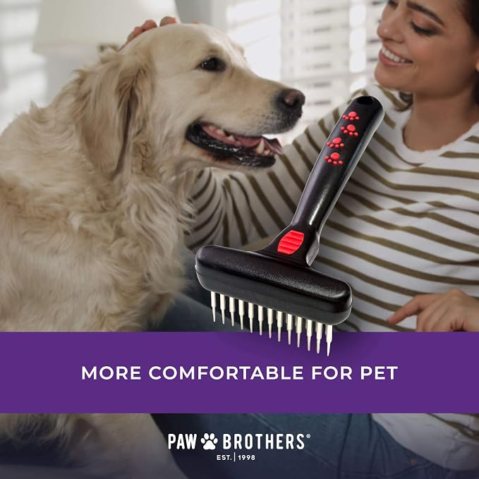 RYAN'S PET SUPPLIES Paw Brothers Magic Spring Undercoat Rake and Large Extra Long Gard Pin Slicker Bundle
