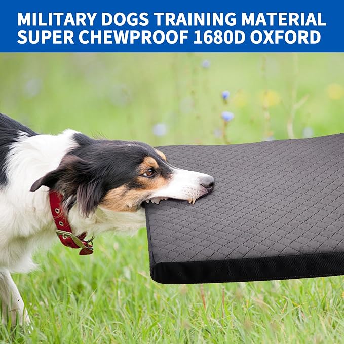Indestructible Dog Beds, Enhanced Quilted Chew Proof Dog Crate Pad for Aggressive Chewer, Washable Cover Dogs Mat for Crate, Non-Skid Kennel Pad, Durable Pet Bed for Puppy (Gray, 23"x18")