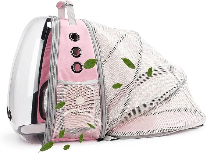 Lollimeow Cat Carrier Backpack, Expandable Bubble Pet Carrier for Cats and Small Dogs, Airline Approved Travel Backpack for Hiking, Walking & Outdoor Adventures - Supports up to 14 lbs
