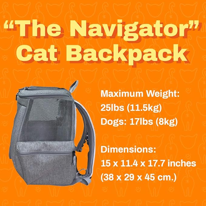 Travel Cat Grey Navigator Carrier Bag with Groovy Bandana Collar - Premium Cat Backpack and Stylish Collar for Travel and Outdoor Use