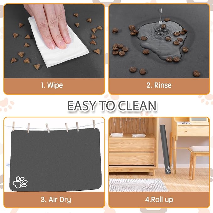 Dog Food Mat, Largest Absorbent Dog Mat for Food and Water, Non Skid Cat Bowl Mat, No Stains Quick Dry Pet Water Dispenser for Messy Drinkers (36.5"x24.5")