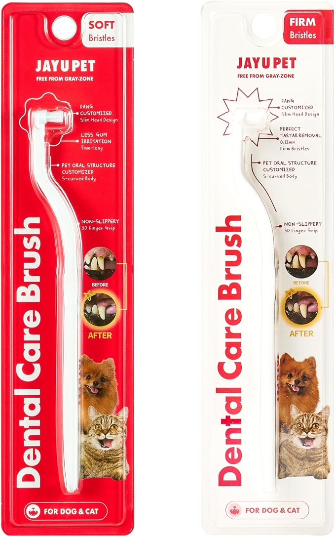 JAYU PET Dental Care Brush [Soft & Firm Bristles] - Toothbrush for Cat and Small Dogs, Removing Old Plaque and Tartar, Pet Dental Care, Cat Teeth Brushing & Easy Cleaning