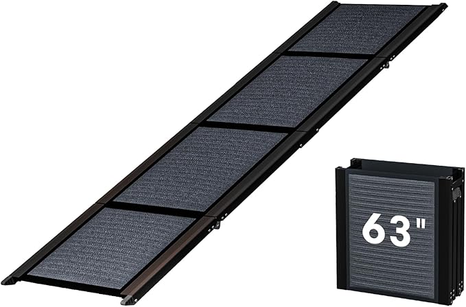 HBTower 63" Long x 17.3" Wide Folding Dog Ramp for Large Dogs Up to 250lbs - Portable Pet Ramp with Non-Slip Surface, Extra Wide Dog Car Ramps for Car, SUV, Truck & High Beds