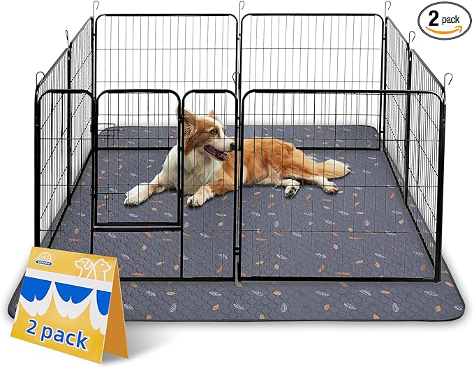 Sunheir Washable Pee Pads for Dogs Extra Large 48" x 60" 2-Pack, Reusable Puppy Pads Pet Training Pads for Dog Playpen Indoor, Waterproof Dog Pee Pads for Puppy Playpen, Whelping Pad - Deep Grey