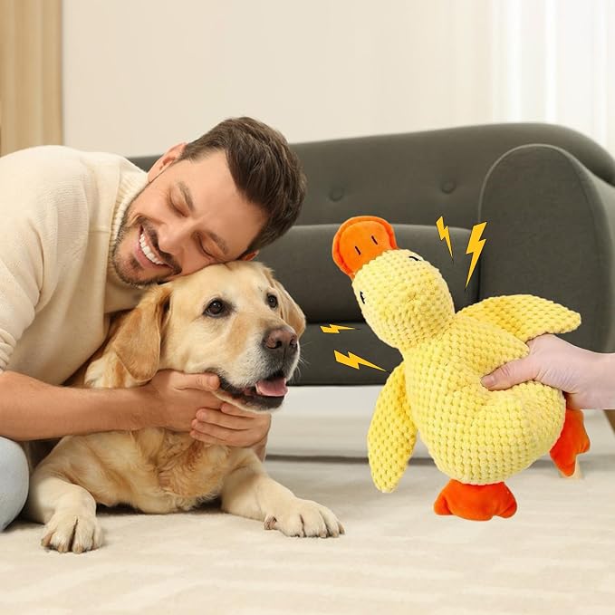 Dog Calming Duck Toys,2026 New Calming Toy for Dogs, Dog Toys for Aggressive Chewers with Soft Squeaker, Fun for Indoor Puppies and Senior Pups（Yellow）