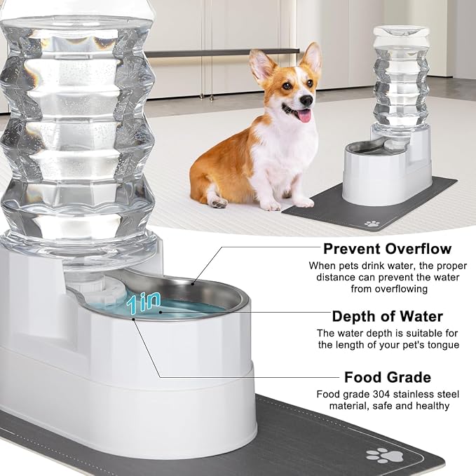 RIZZARI 9L Elevated Stainless Steel Dog Water Dispenser – Gravity Auto-Refill Pet Waterer with Filtered Hydration Design, Comfortable Drinking Height for Large & Senior Dogs,Indoor & Outdoor Spaces