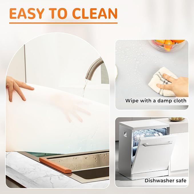 Silicone Mats for Kitchen Counter, Table & Desk, 47"x23" Heat Resistant Countertop Protector, Non-Slip Baking Pad, Dishwasher Safe - No Crease & White Translucent, Warome