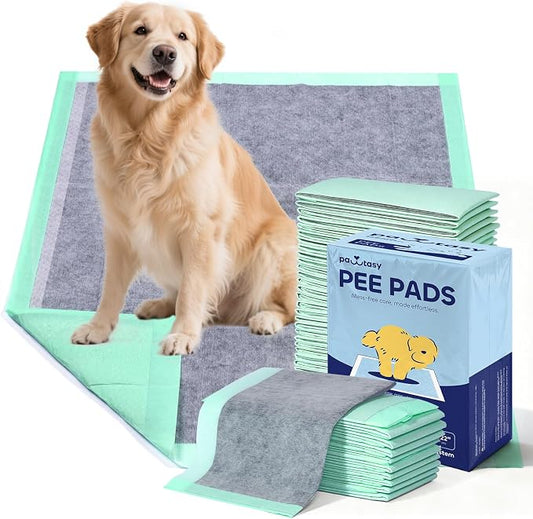 Pawtasy Charcoal Dog Pee Pads XXL, 50 Count,28" x 34" Extra Large Disposable Puppy Training Pads with Bamboo Charcoal Odor Control, 5-Layer Super Absorbent & Leak-Proof Pet Potty Pads for Dogs, Cats