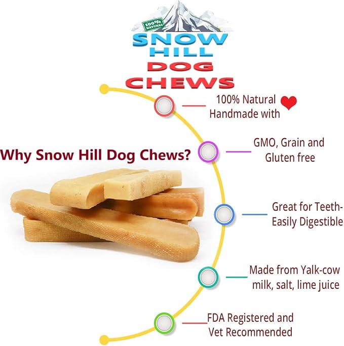 Snow Hill Natural Himalayan Yak Cheese Dog Chews XXL Monster 4 Pcs Long Lasting Natural Organic Protein-Rich Golden Bone Dog Treats Improved Oral Health - Yaky Cheese of Himalayas