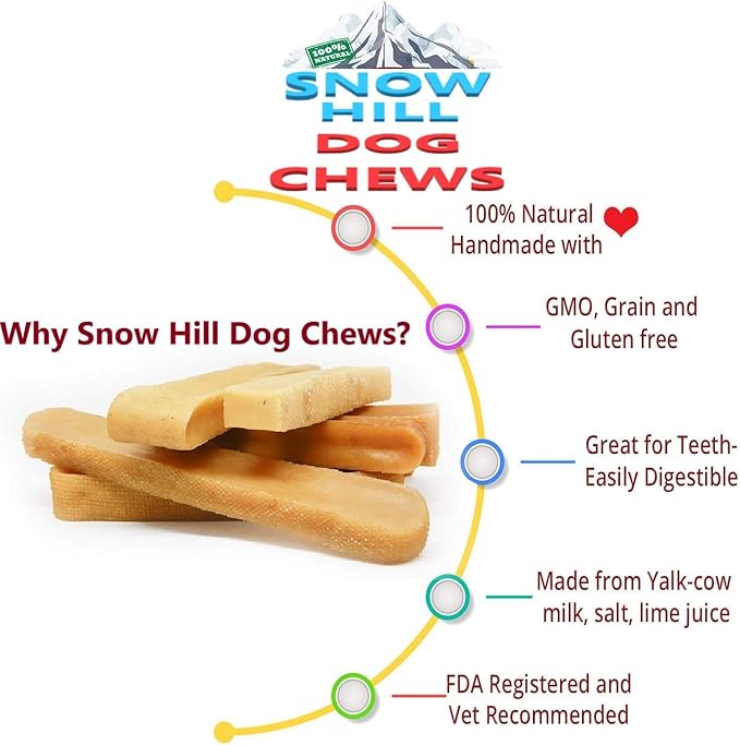 Snow Hill Himalayan Yak Cheese Dog Chews XXL 3 lbs Long Lasting, Gluten GMO Free Protein-Rich Fresh Yaky Golden Cheese Treats of Himalayas, Nepal
