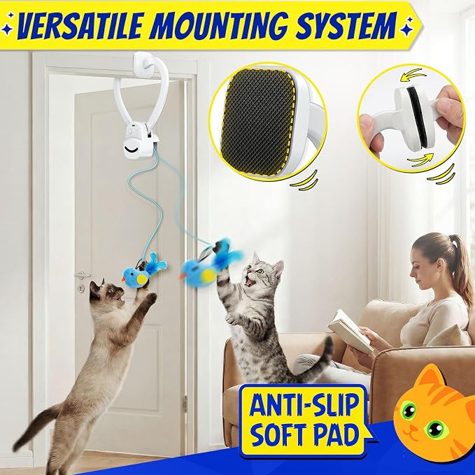 CATPICK Interactive Cat Toys for Indoor Cats Automatic Electric Flying Bird Feather Mouse Toy - Best Kitten & Adult Cat Enrichment Mouse cat Toy Hanging Electric Kitty Toys for Bored Cats