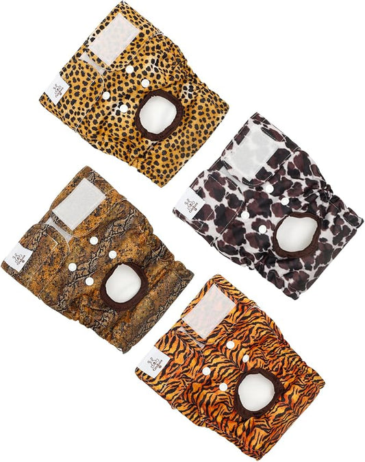CuteBone Washable Female Dog Diapers 4 Pack Reusable Doggie Heat Diapers for Period FMG11S