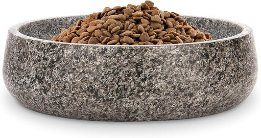 Granite Dog Bowl, Natural Stone Weighted Spill Proof Pet Food Water Container, Non-Slip Easy to Clean, Large Size for Medium and Large Dogs