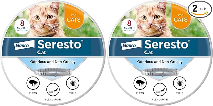 Seresto Cat Vet-Recommended Flea & Tick Treatment & Prevention Collar for Cats | 8 Months (Pack of 2)