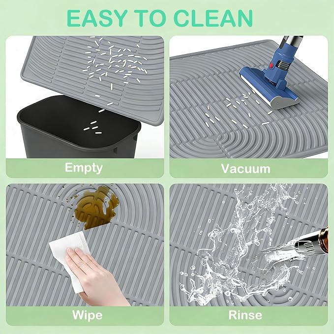 SORKUT Cat Litter Mat for Litter Box, 40x28 Inch Extra Large Silicone Litter Trapping Mat, Waterproof & Non-Slip Floor Protector, Soft on Kitty Paws, Easy to Clean & Durable, Gray