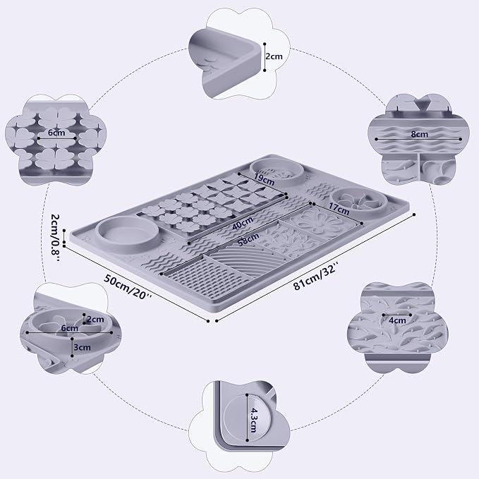 Large Silicone Snuffle Mat, 32"x 20" Dog Lick Mat with Suction Cups, Slow Feeder for Small | Medium | Large | Multiple Dogs Slow Eating, Boredom Reducer (Grey)