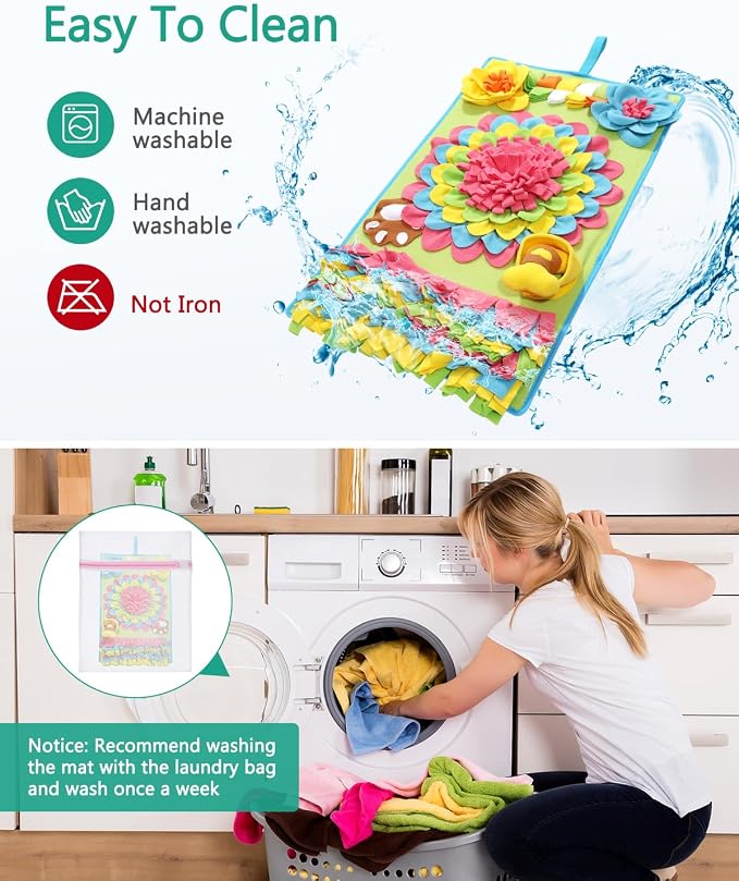 ORIA Snuffle Mat for Dogs, 30.7'' x 18.9'' Interactive Slow Feeder Mat for Mental Stimulation, Boredom & Anxiety Relief, Machine Washable Dog Puzzle Mat for Small Medium Large Dogs Puppies