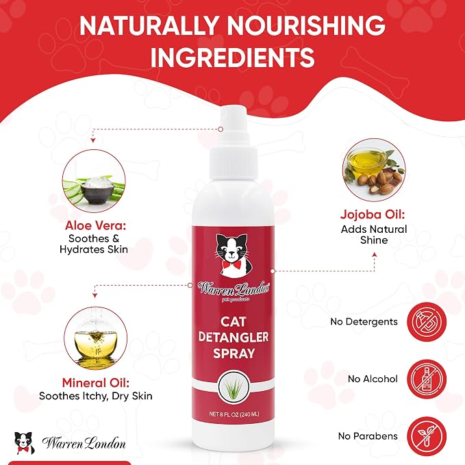 Warren London Ultimate Cat Grooming Gift Box – 5-in-1 At-Home Spa Kit with Detangler Spray, Hydrating Butter, Waterless Dry Shampoo, Self-Cleaning Pin Brush & Nail Clippers, $70 Value