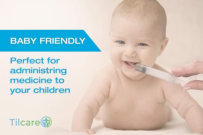 30ml Oral Dispenser Syringe with Cover 50 Pack by Tilcare - Luer Slip Sterile Plastic Medicine Food Droppers for Children, Pets & Adults – Latex-free Medication Dispenser - Large Feeding Tube Syringes