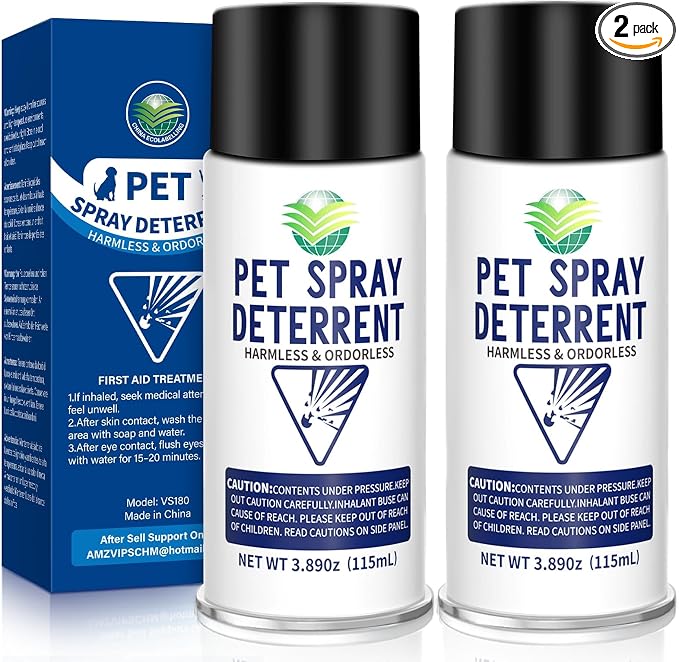 Cat Deterrent Spray Refill, Pet Spray Deterrent System, Motion Activated Cat System, Cat & Dog Odorless & Indoor, Up to 3 Feet Away, Pet Deterrent Spray Refill 2 Pack 7.78Oz