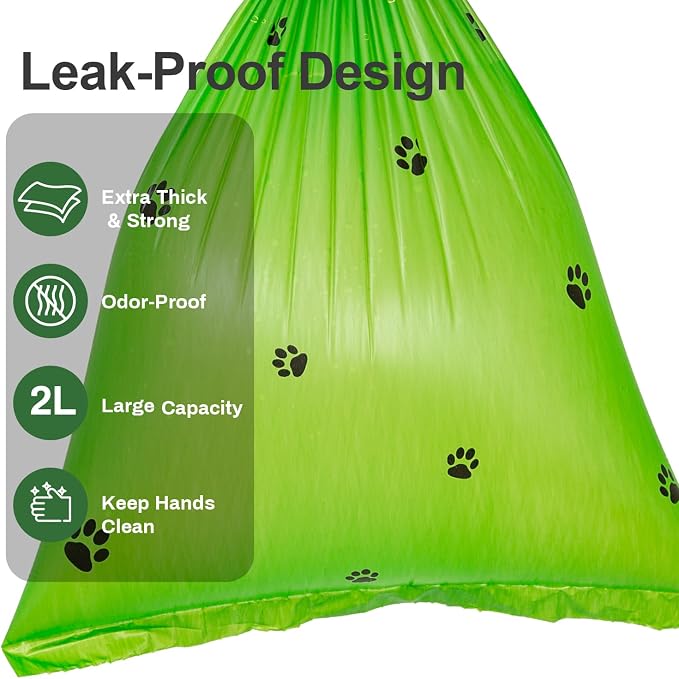 Scented Dog Poop Bags With Dispenser, Strong and Leak-proof Waste Bags for Pets, 870 Count (58 Packs of 15), 13 Inch x 9 Inch (Green)