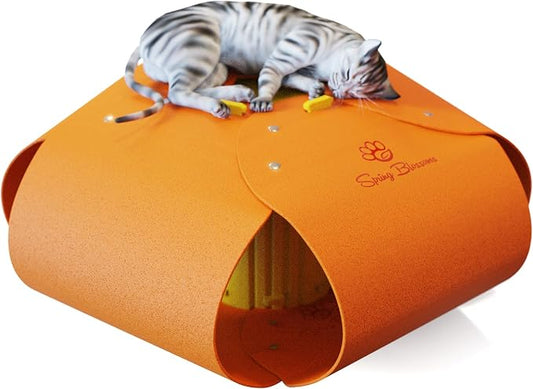 Cat Tunnel, Cat Cave for Indoor Cats Bed,Scratch Resistant Cat Toys for Medium Large Cats Hide and Seek Toy (Amber Orange)