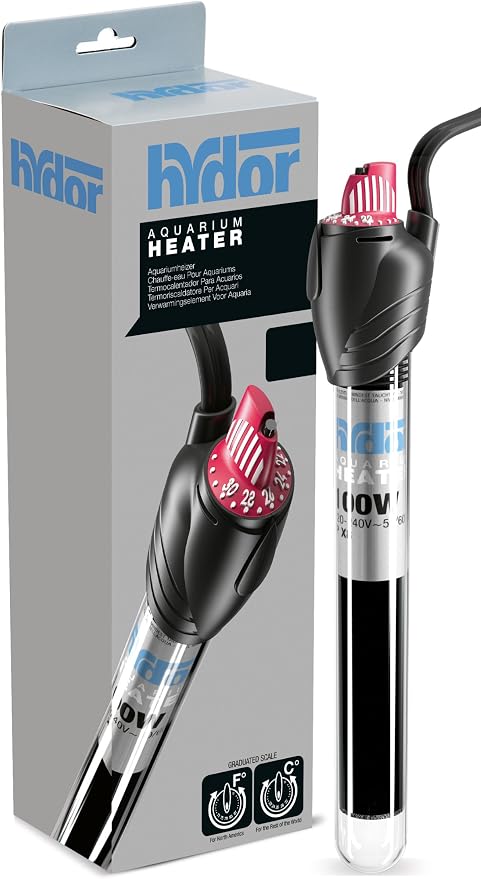 Hydor Theo Shatterproof Aquarium Heater, 100-Watt & Ideal For 14 To 26 Gallon Fish Tanks, 8.9-Inches Long
