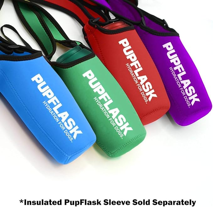 Tuff Pupper Dog Water Bottle Holder and PupFlask Portable Water Bottle - 40oz, Violet